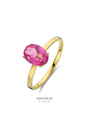 Bague YG topaze rose ovale