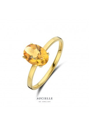 Bague YG citrine ovale