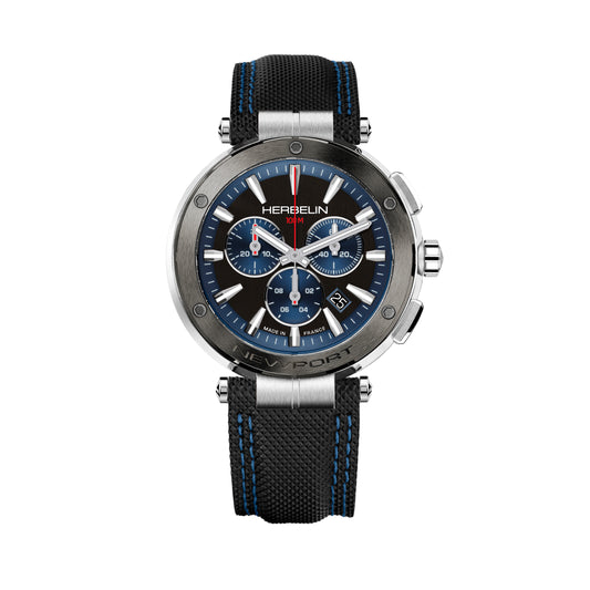 Montre Herbelin Newport-homme en acier, anthracite en cuir