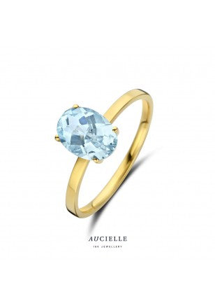 Bague YG aigue-marine ovale
